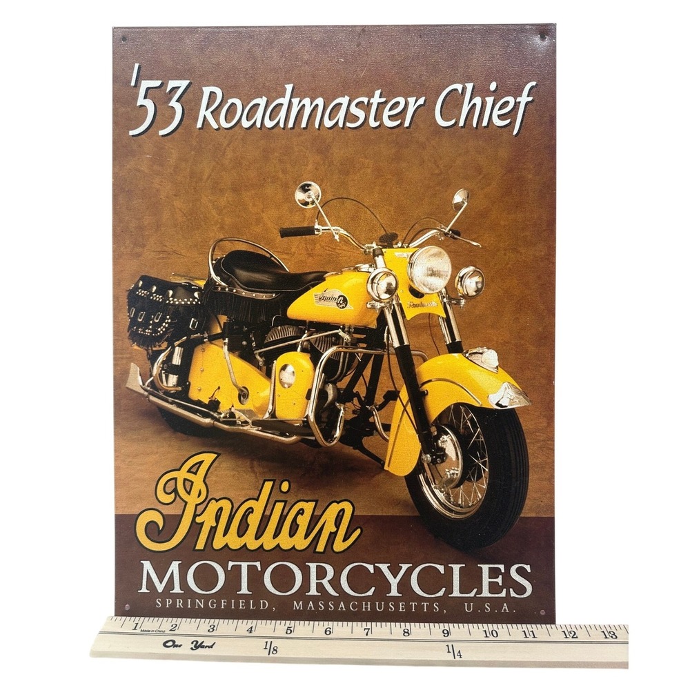 Vintage 1996 Indian Motorcycles 53 Roadmaster Chief Tin Sign 16x12.5 Made in USA